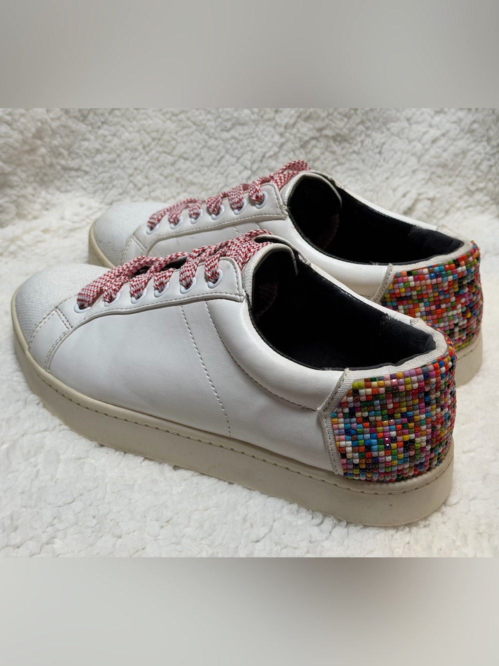 Circus by Sam Edelman White Beaded Heel Sneakers Shoes Women’s Size 8